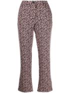 White Sand Cropped Leopard Print Trousers - Pink