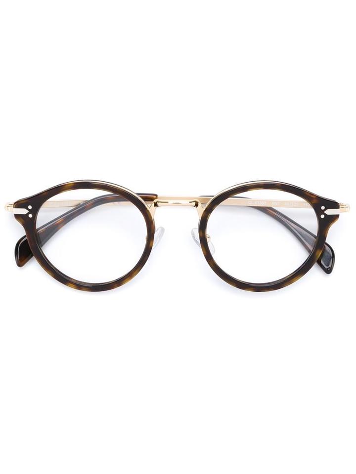 Céline Eyewear Round Frame Glasses, Brown, Acetate