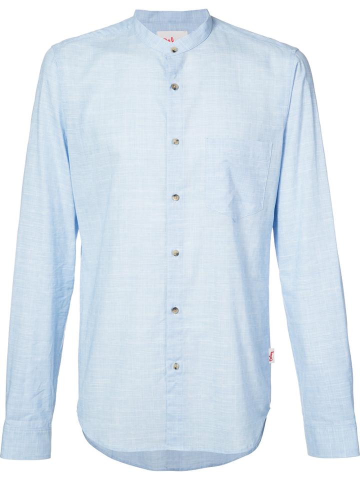 Orley - Classic Band Collar Shirt - Men - Cotton - S, Blue, Cotton
