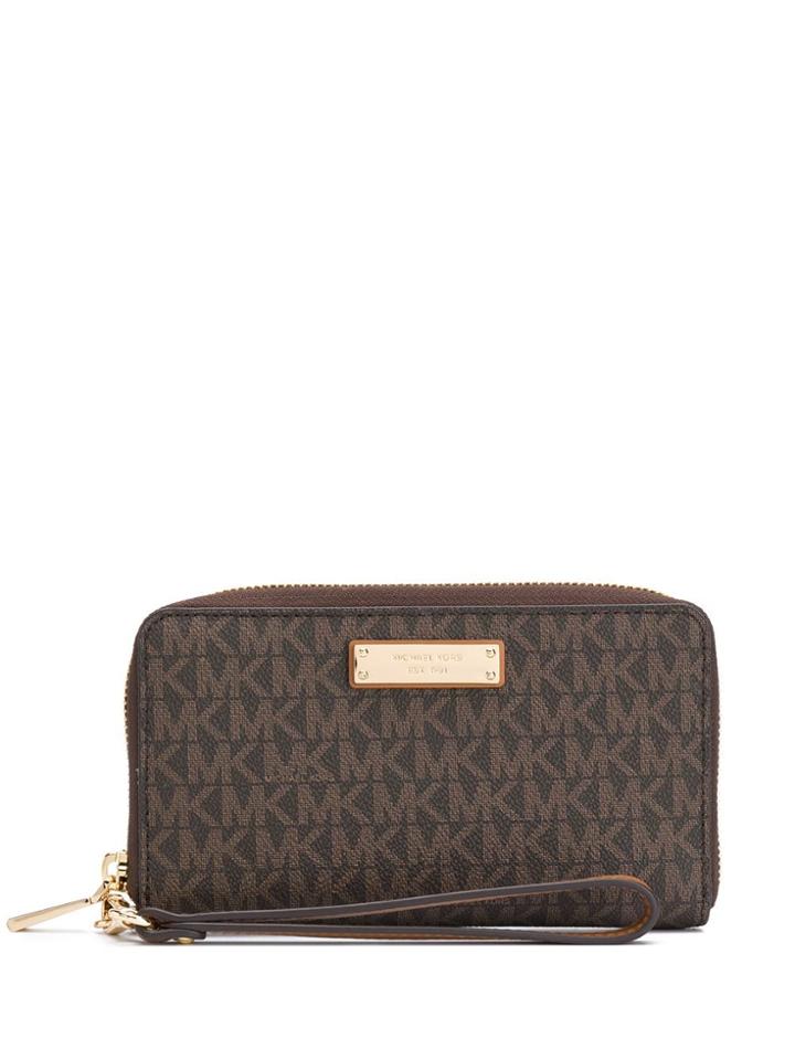 Michael Michael Kors Jet Set Logo Plaque Wallet - Brown