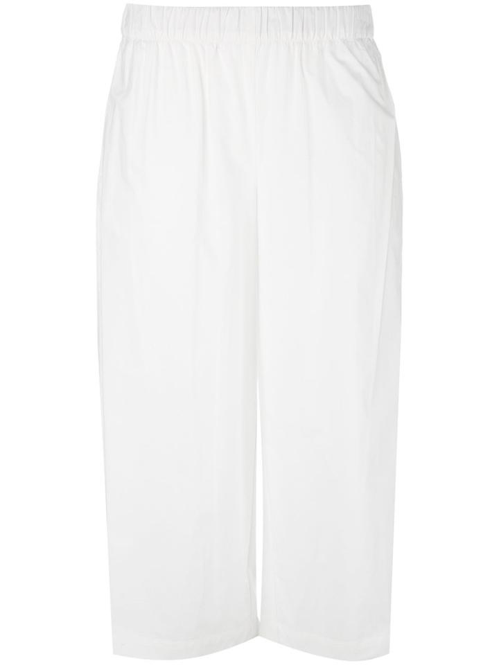 Erika Cavallini Wide Leg Cropped Trousers, Women's, Size: 40, White, Cotton