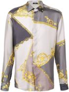 Versace Collection Gold Leaf Print Shirt - Grey