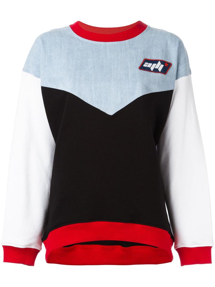 Au Jour Le Jour Colour Block Sweatshirt, Size: 42, Black, Cotton/polyester