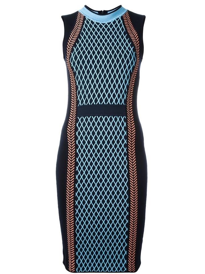 Versace Runway Knit Sport Dress, Women's, Size: 40, Blue, Polyester/viscose/wool