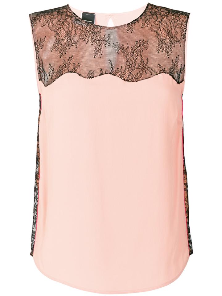 Pinko Lace Insert Sleeveless Top - Pink & Purple