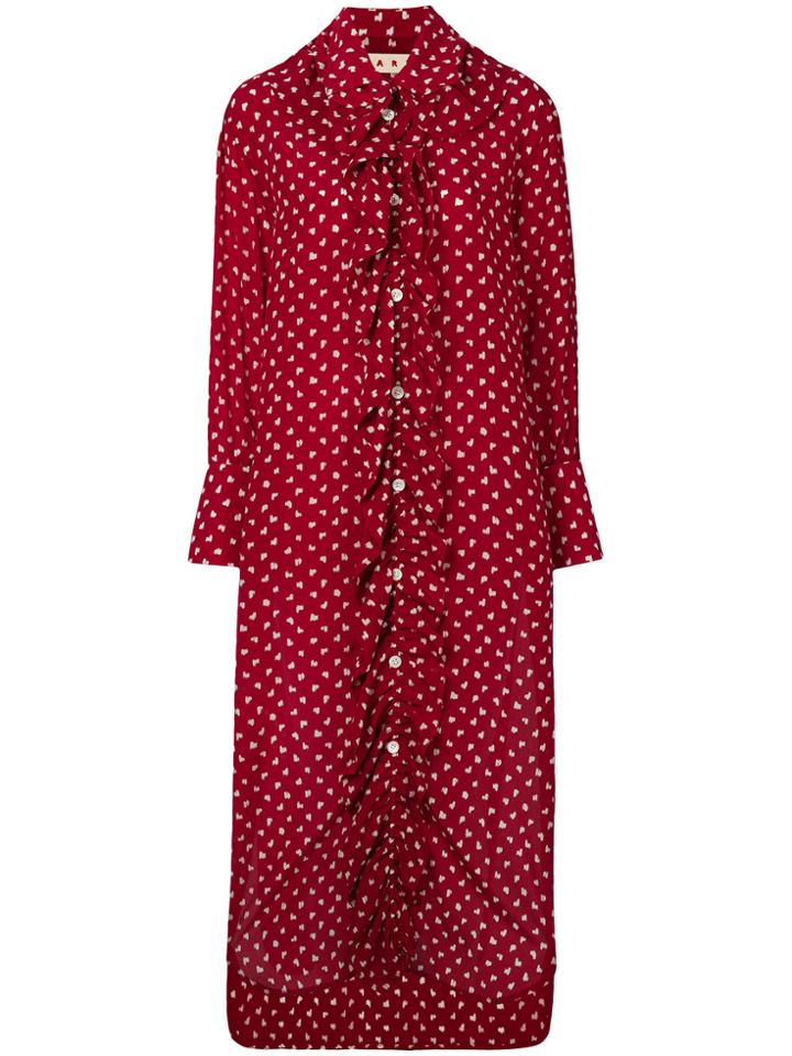 Marni Bow Trim Shirt Dress - Red