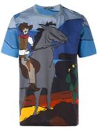 Dolce & Gabbana Cowboy Print T-shirt, Men's, Size: 46, Blue, Cotton
