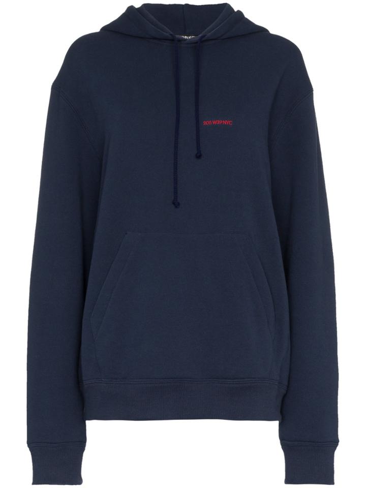 Calvin Klein 205w39nyc Logo Embroidered Hoodie - Blue