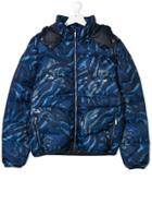 John Galliano Kids Teen Striped Padded Coat - Blue