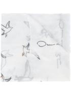 Oscar De La Renta Seagull Print Scarf - White