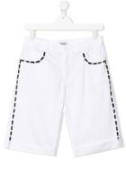 Moschino Kids Trompe L'oeil Stitch Denim Shorts - White