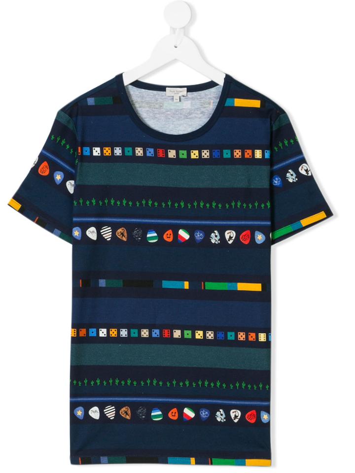 Paul Smith Junior Multi-pattern Print T-shirt - Blue