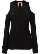 No21 Cold Shoulder Jumper, Women's, Size: 42, Black, Mohair/wool/polyamide/metallic Fibre