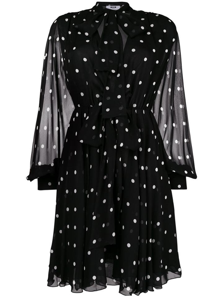 Msgm Polka Dot Mini Dress - Black