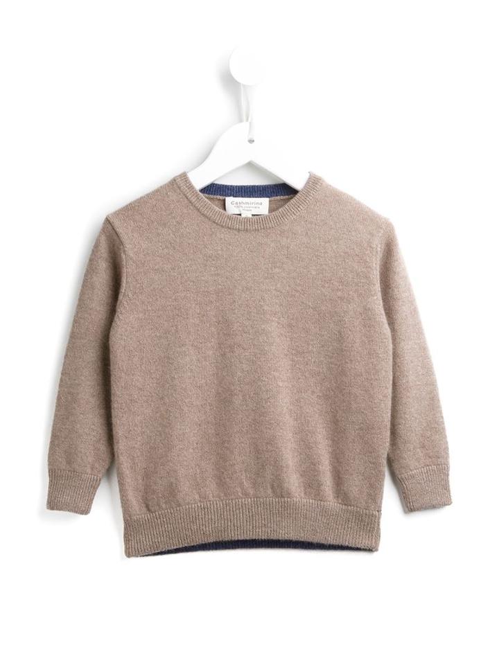 Cashmirino Round Neck Jumper, Boy's, Size: 6 Yrs, Nude/neutrals