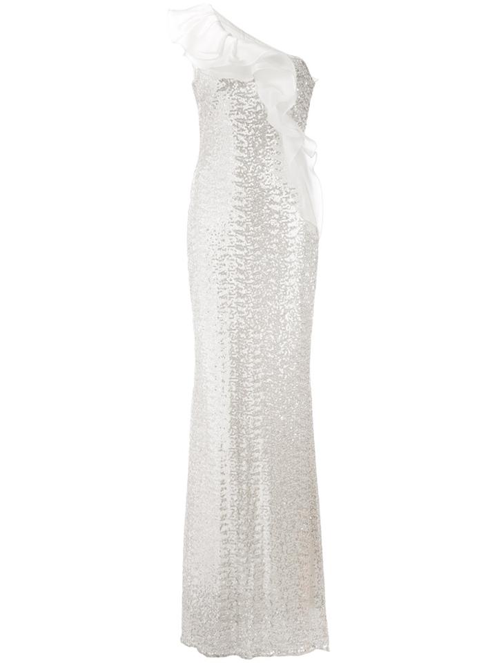 Badgley Mischka One Shoulder Sequin Gown - Nude & Neutrals