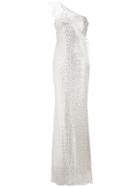 Badgley Mischka One Shoulder Sequin Gown - Nude & Neutrals