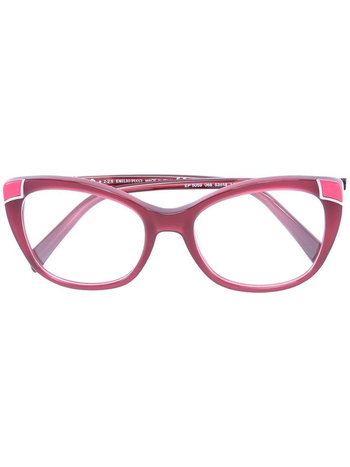 Emilio Pucci Butterfly Frame Glasses, Red, Metal/acetate