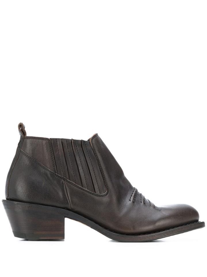 Fiorentini + Baker Stitched-detail Ankle Boots - Brown