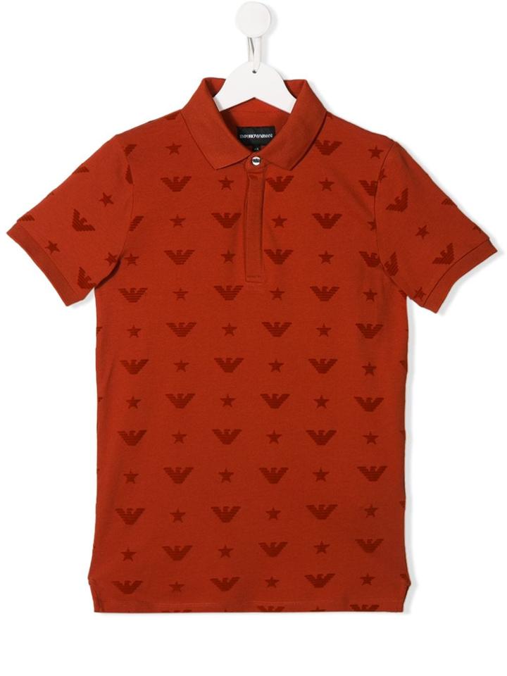 Emporio Armani Kids Teen Eagle Logo Polo Shirt - Orange