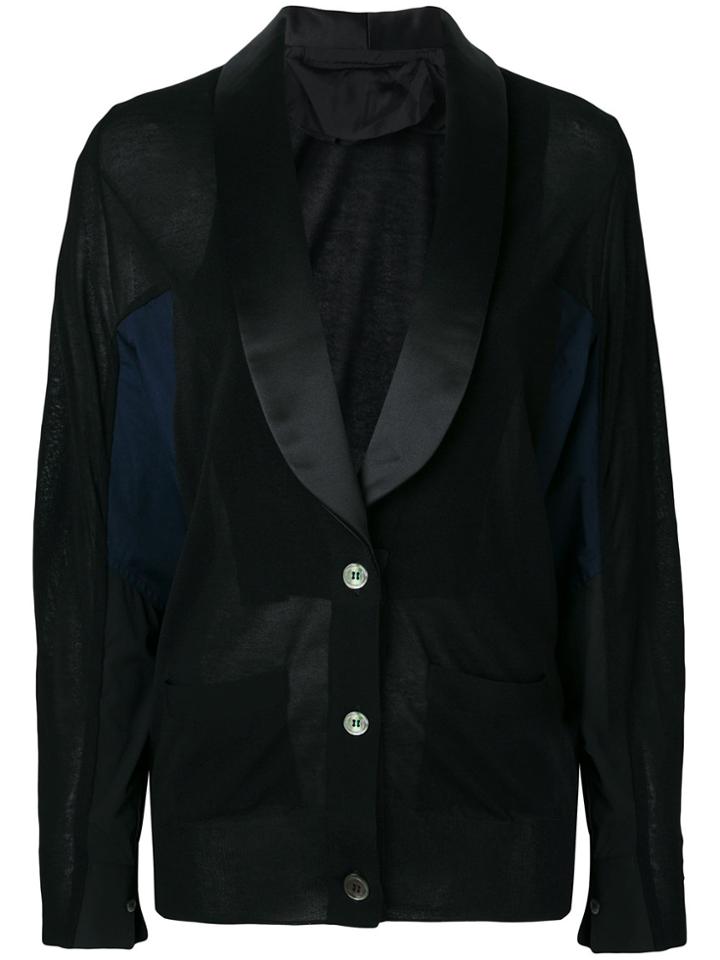 Sacai Satin-trimmed Cardigan - Black