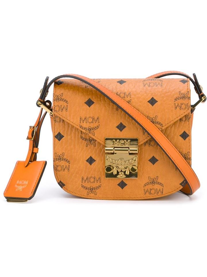 Mcm Printed Logo Cross-body Bag, Women's, Nude/neutrals