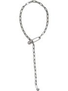Burberry Kilt Pin Palladium-plated Long Link Drop Necklace - Metallic