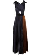 Roksanda Pleated Colour Block Gown, Women's, Size: 8, Blue, Silk/polyamide/viscose