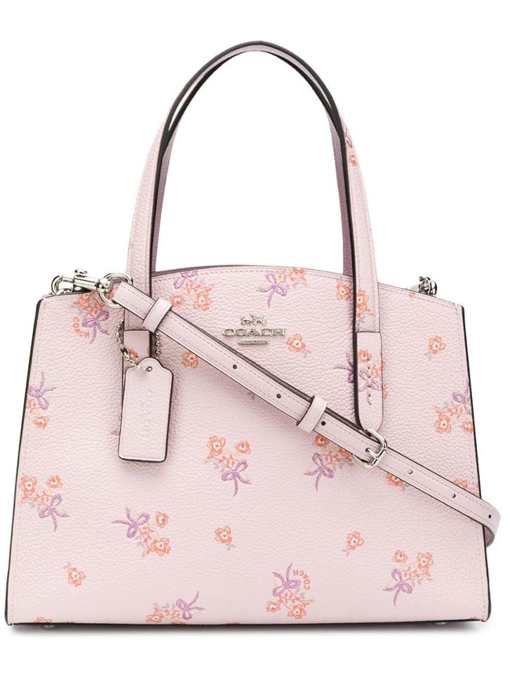 Coach Floral Print Tote Bag - Pink & Purple