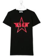 Msgm Kids Teen Logo Star Printed T-shirt - Black