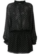 Saint Laurent Hearts Print Georgette Dress - Black