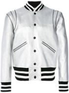 Givenchy - Striped Trim Bomber Jacket - Men - Calf Leather/cupro/wool/polyester - 50, Grey, Calf Leather/cupro/wool/polyester