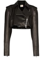 Khaite Eduarda Cropped Leather Jacket - Black