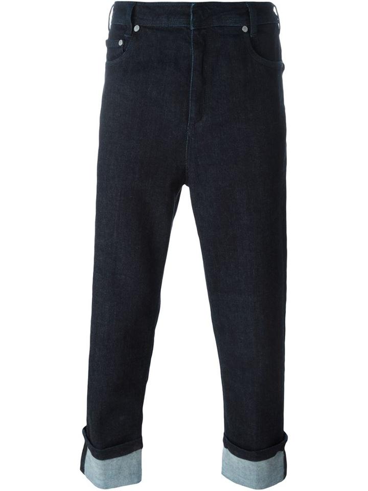 Neil Barrett Dropped Crotch Jeans, Men's, Size: 34, Blue, Cotton/polyurethane