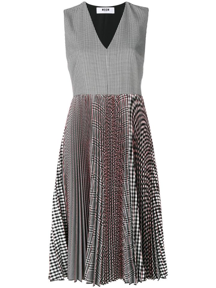 Msgm Checked Pleated Dress - Multicolour