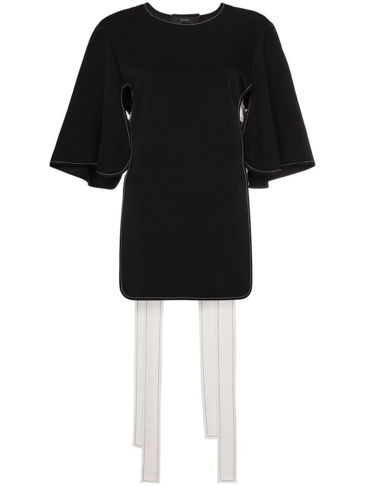Ellery Bib Contrast Midi Top - Black