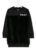Dkny Kids Teen Faux Fur Panel Sweatshirt - Black