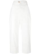 Isabel Marant Sola Cropped Trousers, Women's, Size: 40, White, Cotton/linen/flax