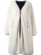 Undercover Shearling Effect Zipped Coat, Women's, Size: 1, Nude/neutrals, Polyester/silk/cotton/polyester