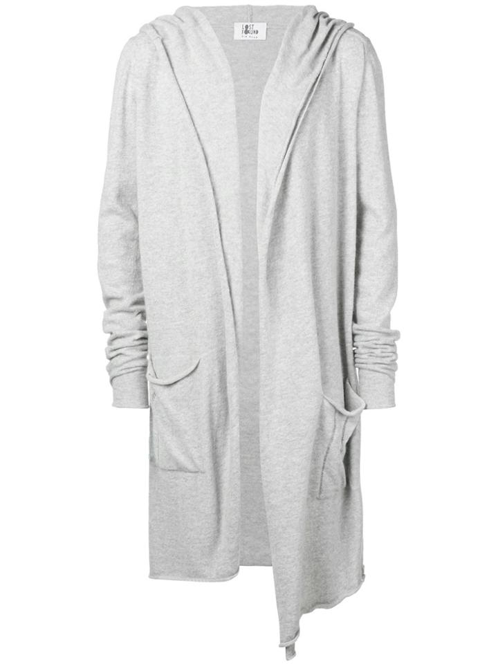 Lost & Found Rooms Long Parka Hooded Cardigan - Grey