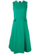 Marni - Flared Button Tab Dress - Women - Silk/cotton - 40, Green, Silk/cotton