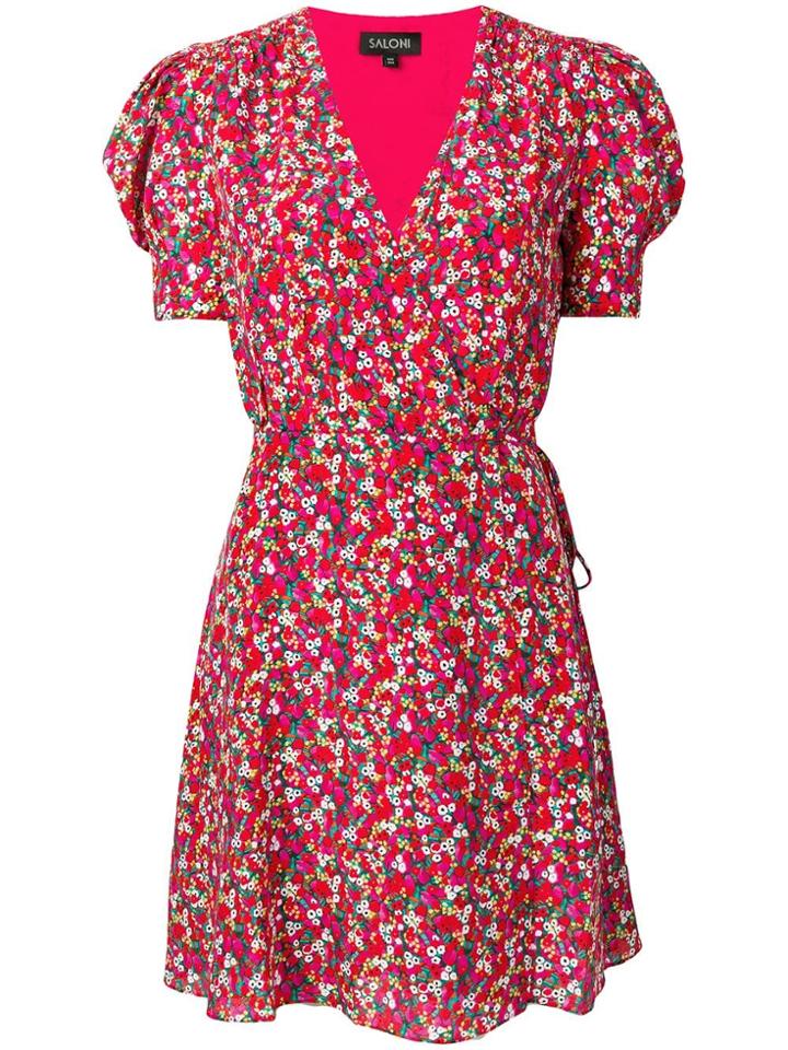 Saloni Floral Print Wrap Dress - Pink