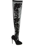 Dolce & Gabbana Lace Panel Over The Knee Boots - Black