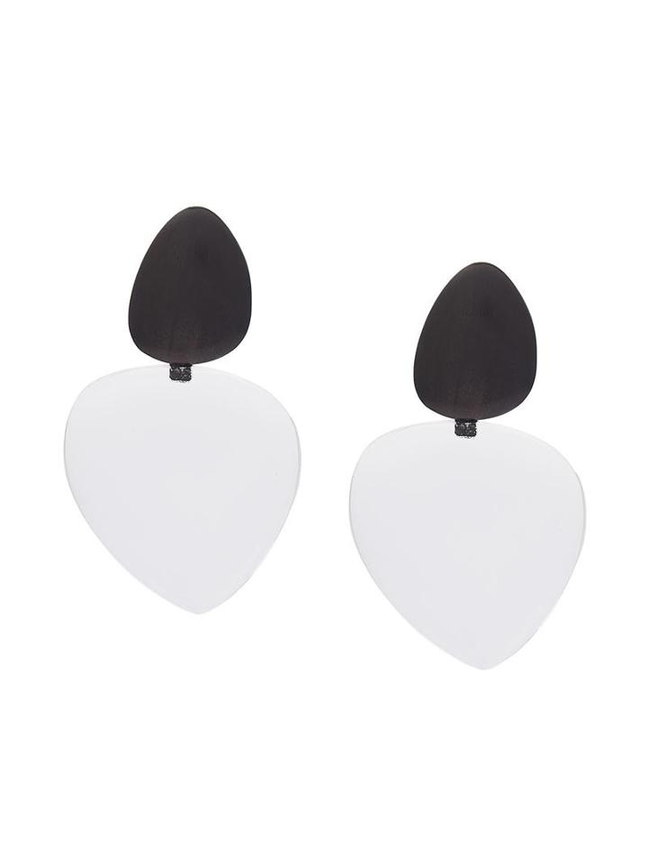 Monies Drop Disc Clip On Earrings, Women's, Brown