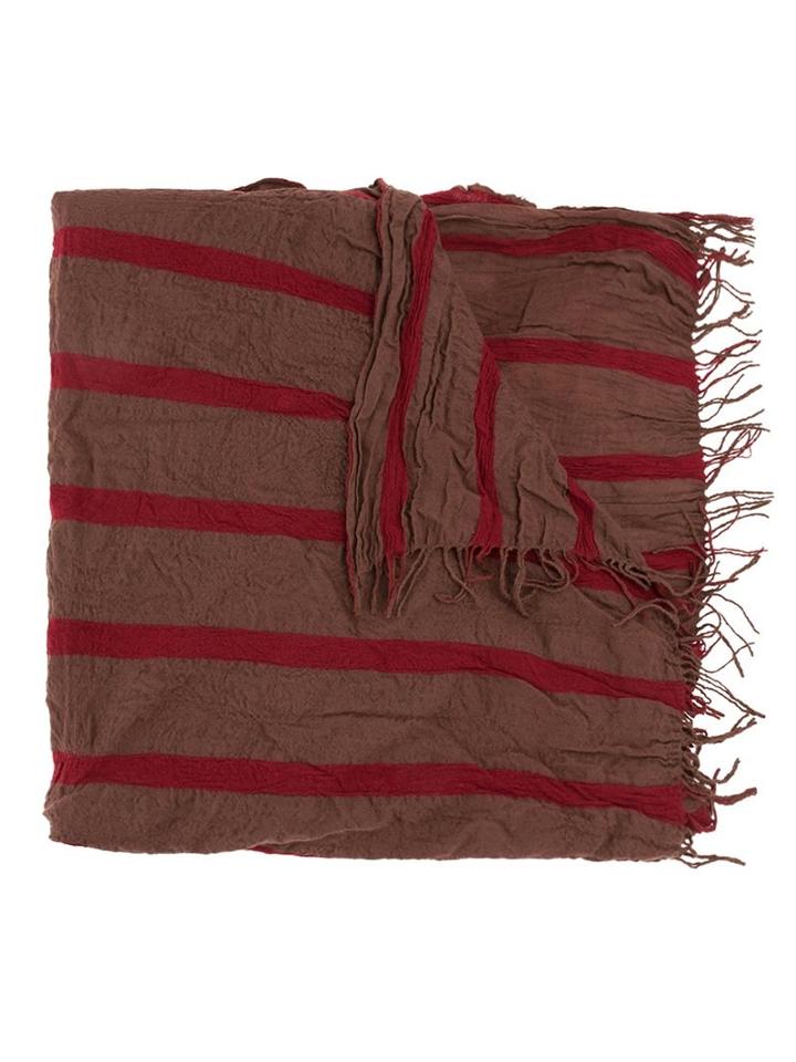 Uma Wang Striped Scarf, Men's, Red, Virgin Wool
