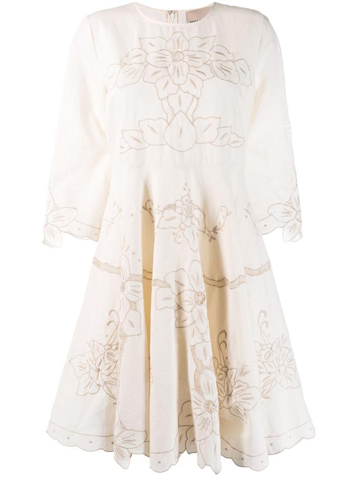 Erika Cavallini Floral Embroidered Dress - Neutrals