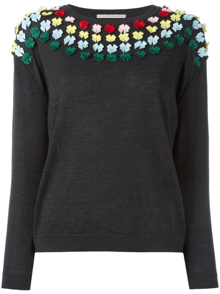 Marco De Vincenzo Bows Embellished Jumper, Women's, Size: 42, Grey, Wool/polyester