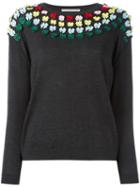 Marco De Vincenzo Bows Embellished Jumper, Women's, Size: 42, Grey, Wool/polyester