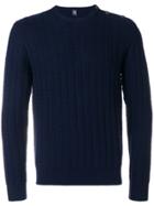 Eleventy Zigzag Knit Crew Neck Sweater - Blue