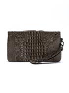 Mara Mac Textured Leather Clutch - Brown